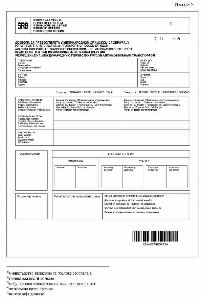 dozvola za prevoz tereta u međunarodnom drumskom saobraćaju