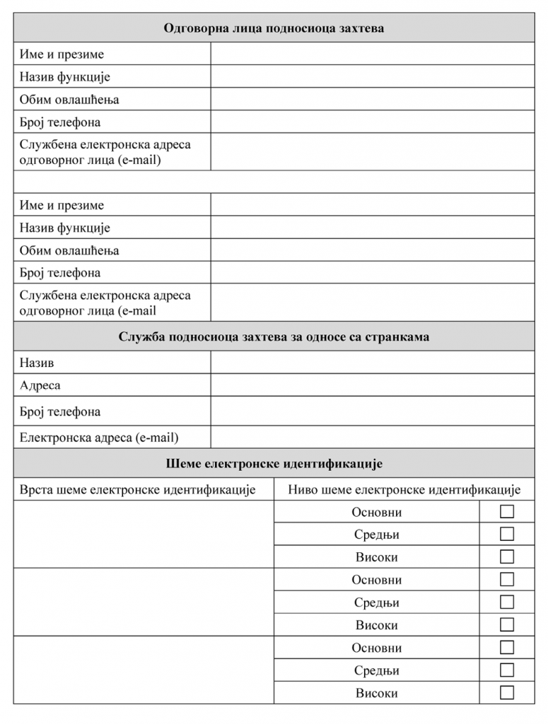 Pravilnik o registru pruzalaca usluga elektronske identifikacije i sema elektronske identifikacije - obrazac 1 - 2